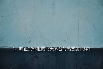 1、喝正宗53度的飛天茅臺(tái)的感覺(jué)怎么樣？