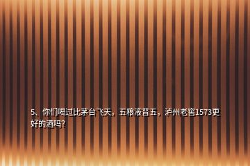 5、你們喝過比茅臺飛天，五糧液普五，瀘州老窖1573更好的酒嗎？