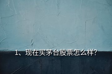 1、現(xiàn)在買茅臺(tái)股票怎么樣？