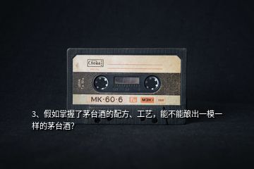 3、假如掌握了茅臺酒的配方、工藝，能不能釀出一模一樣的茅臺酒？