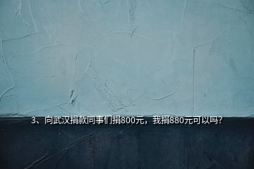 3、向武漢捐款同事們捐800元，我捐880元可以嗎？
