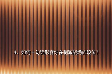 4、如何一句話形容你在刺激戰(zhàn)場的段位？