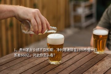 1、貴州茅臺(tái)業(yè)績(jī)不及預(yù)期：凈利增速降至15%市值一日蒸發(fā)666億，對(duì)此你怎么看？