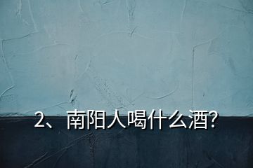 2、南陽人喝什么酒？