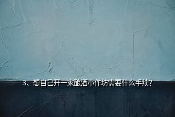 3、想自己開一家釀酒小作坊需要什么手續(xù)？