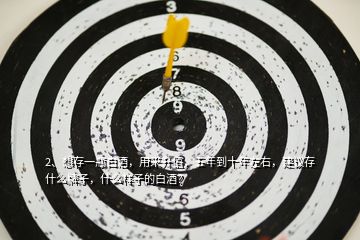 2、想存一瓶白酒，用來升值，五年到十年左右，建議存什么牌子，什么樣子的白酒？