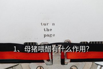 1、母豬喂醋有什么作用？