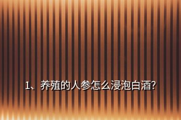 1、養(yǎng)殖的人參怎么浸泡白酒？