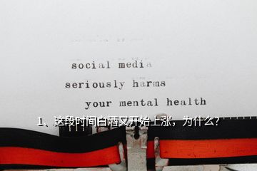 1、這段時間白酒又開始上漲，為什么？
