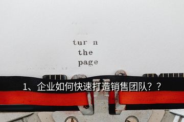 1、企業(yè)如何快速打造銷售團(tuán)隊(duì)？？
