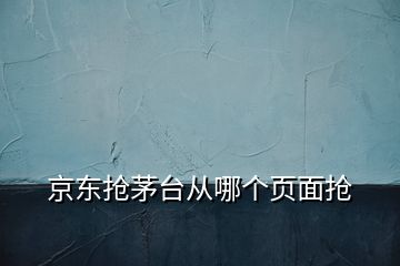 京東搶茅臺從哪個頁面搶