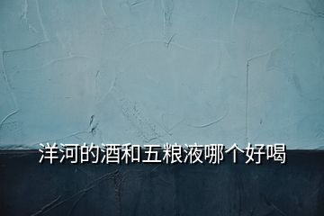 洋河的酒和五糧液哪個好喝
