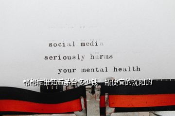 幫幫忙誰知道茅臺多少錢一瓶便宜的沈陽的