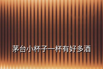 茅臺小杯子一杯有好多酒