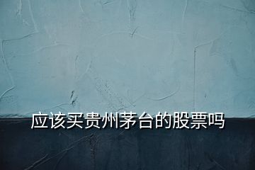 應(yīng)該買(mǎi)貴州茅臺(tái)的股票嗎
