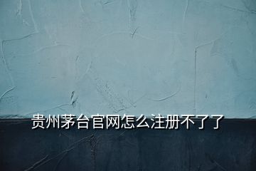 貴州茅臺(tái)官網(wǎng)怎么注冊(cè)不了了