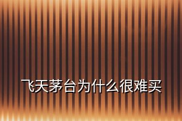 飛天茅臺(tái)為什么很難買(mǎi)