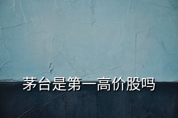 茅臺是第一高價股嗎