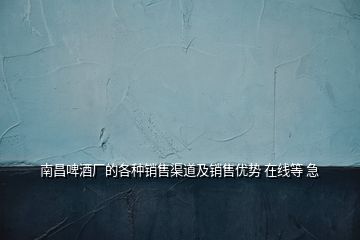 南昌啤酒廠的各種銷(xiāo)售渠道及銷(xiāo)售優(yōu)勢(shì) 在線等 急