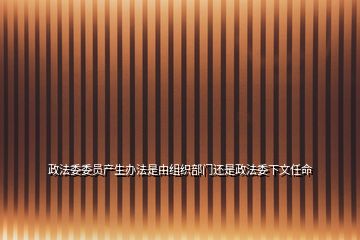 政法委委員產(chǎn)生辦法是由組織部門(mén)還是政法委下文任命