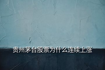 貴州茅臺(tái)股票為什么連續(xù)上漲