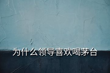 為什么領導喜歡喝茅臺