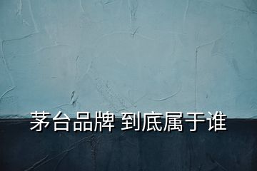 茅臺(tái)品牌 到底屬于誰(shuí)