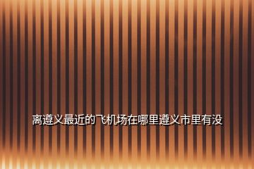 離遵義最近的飛機(jī)場(chǎng)在哪里遵義市里有沒
