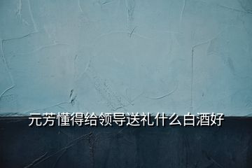 元芳懂得給領導送禮什么白酒好