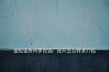 誰(shuí)知道貴州茅臺(tái)酒廠技開(kāi)怎么樣求介紹