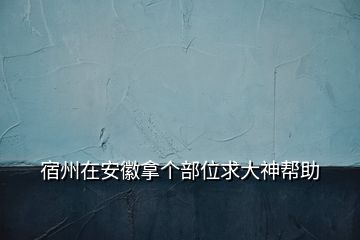 宿州在安徽拿個(gè)部位求大神幫助