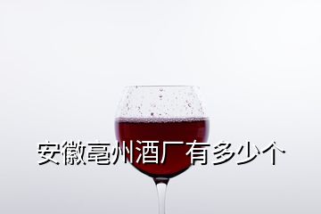安徽亳州酒廠有多少個(gè)