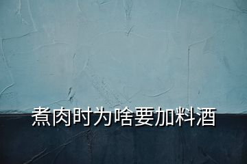 煮肉時(shí)為啥要加料酒