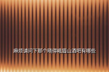麻煩請問下那個(gè)曉得峨眉山酒吧有哪些