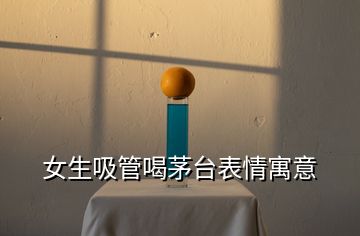 女生吸管喝茅臺表情寓意