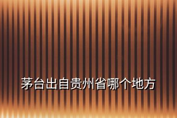 茅臺出自貴州省哪個地方