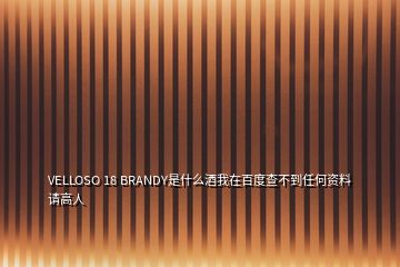 VELLOSO 18 BRANDY是什么酒我在百度查不到任何資料請高人
