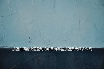 加盟白酒能快速盈利的項(xiàng)目有哪些加盟費(fèi)大概多少錢(qián)