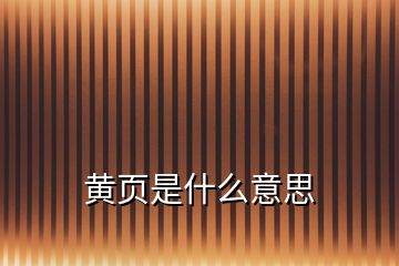 黃頁(yè)是什么意思