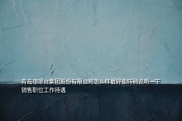 青島瑯琊臺(tái)集團(tuán)股份有限公司怎么樣最好能特別說(shuō)明一下銷售職位工作待遇