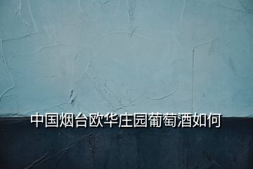 中國煙臺歐華莊園葡萄酒如何
