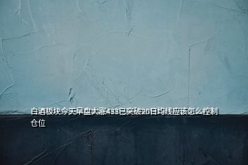 白酒板塊今天早盤大漲433已突破20日均線應該怎么控制倉位