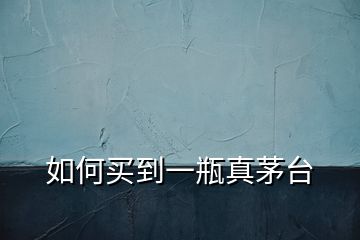 如何買到一瓶真茅臺(tái)