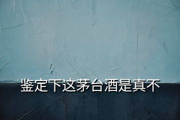 鑒定下這茅臺(tái)酒是真不