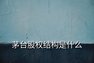 茅臺股權結(jié)構是什么