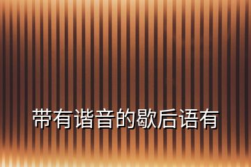 帶有諧音的歇后語(yǔ)有