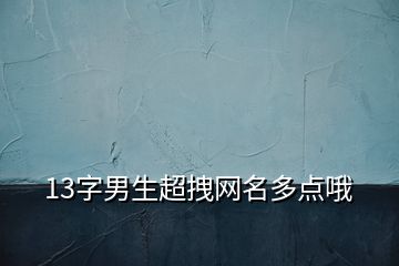 13字男生超拽網(wǎng)名多點(diǎn)哦