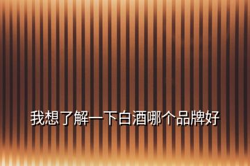 我想了解一下白酒哪個(gè)品牌好