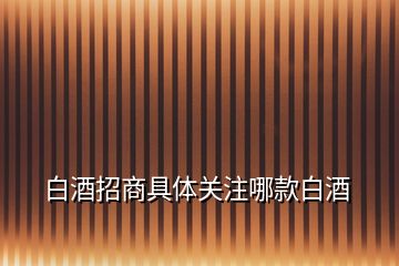白酒招商具體關(guān)注哪款白酒