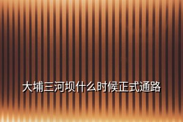 大埔三河壩什么時(shí)候正式通路